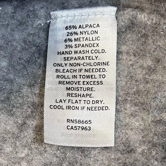 Nordstrom Fuzzy Textured Alpaca Blend Sparkly Gray V-Neck Sweater - Picture 5 of 10
